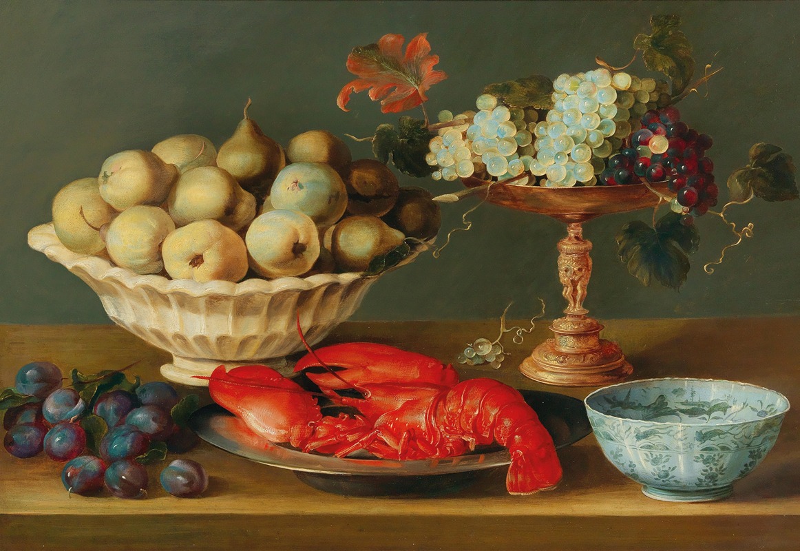 Jacob Foppens van Es - Still life with a lobster, fruit and a gilded tazza