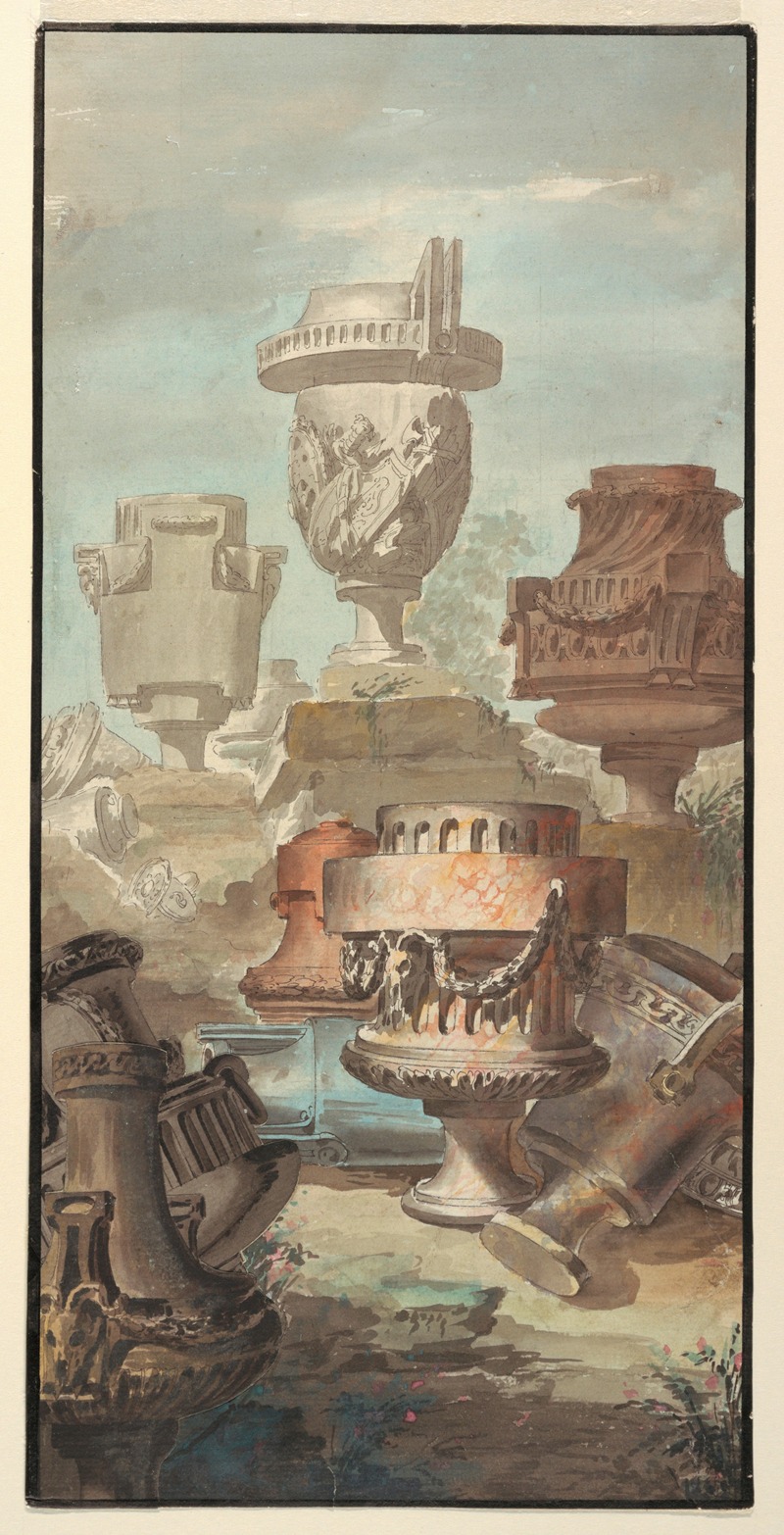 Jean-Charles Delafosse - Ruin Fantasy; Vases and Urns