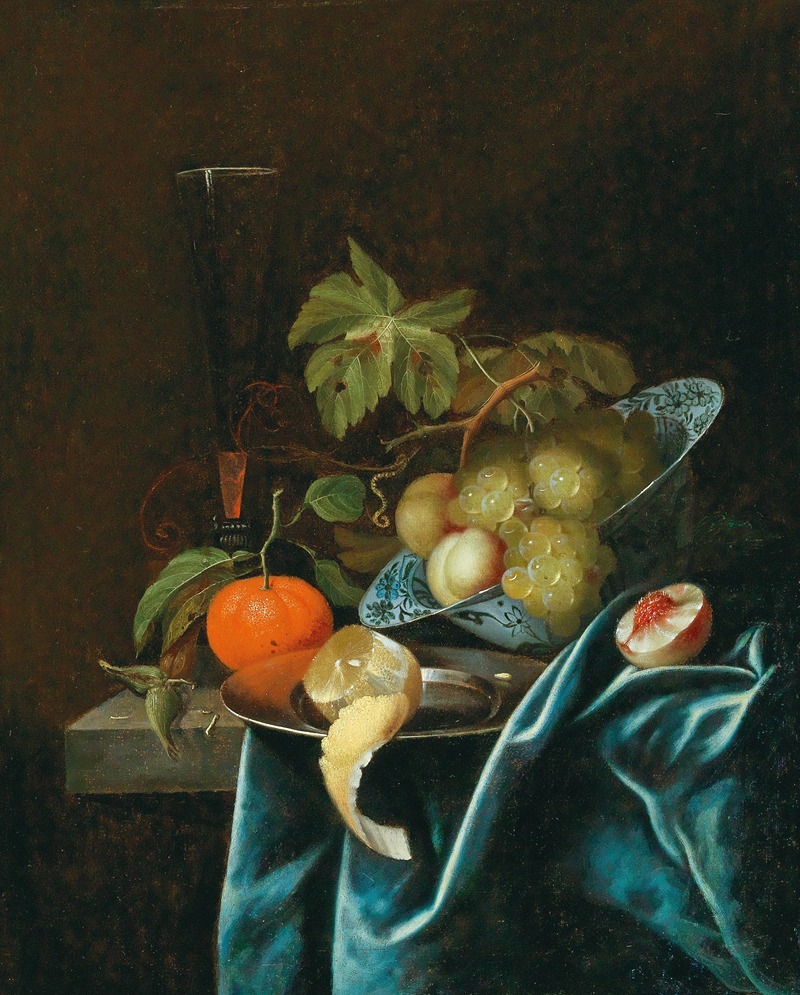 Johannes Borman - Oranges, lemons and peaches on a tin plate and a Wan-Li-bowl