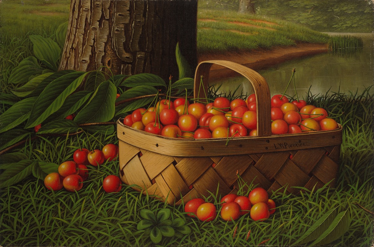 Levi Wells Prentice - Cherries in a Basket