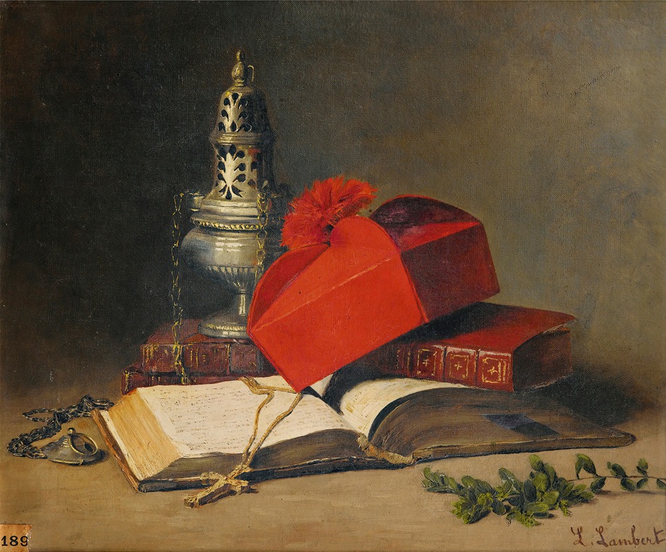 Louis-Eugène Lambert - Still Life With A Censer And A Cardinal’s Hat