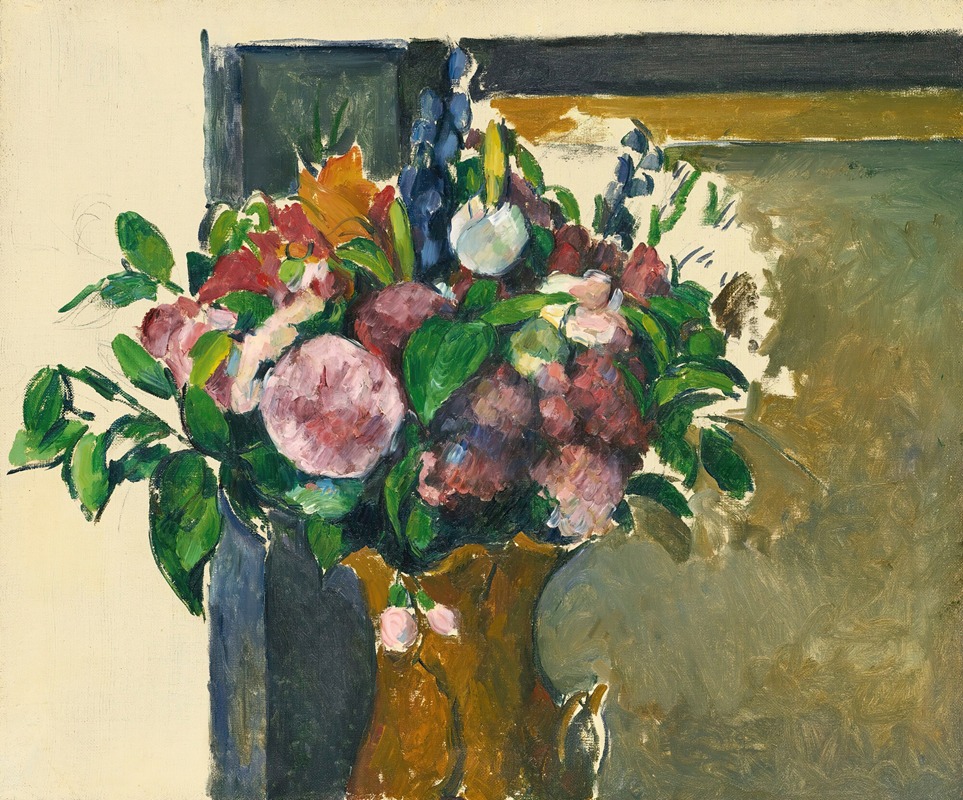 Paul Cézanne - Fleurs Dans Un Vase Rouge