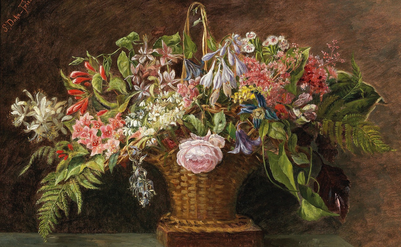 Sophie Dahn-Fries - A Basket with Alpine Flowers