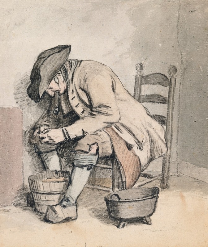 Wybrand Hendriks - A Seated Man Leaning over a Pail
