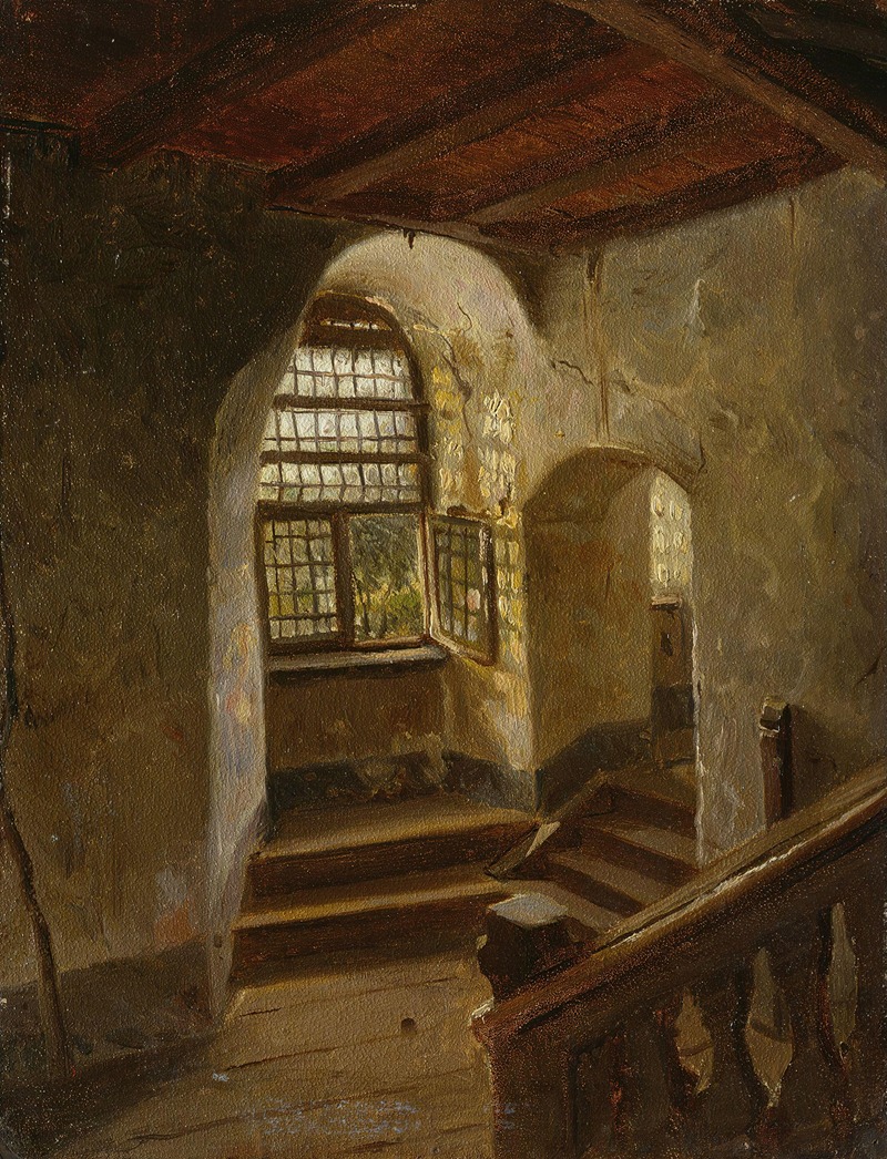 Adolph Tidemand - Stairway in a Castle by the Rhine