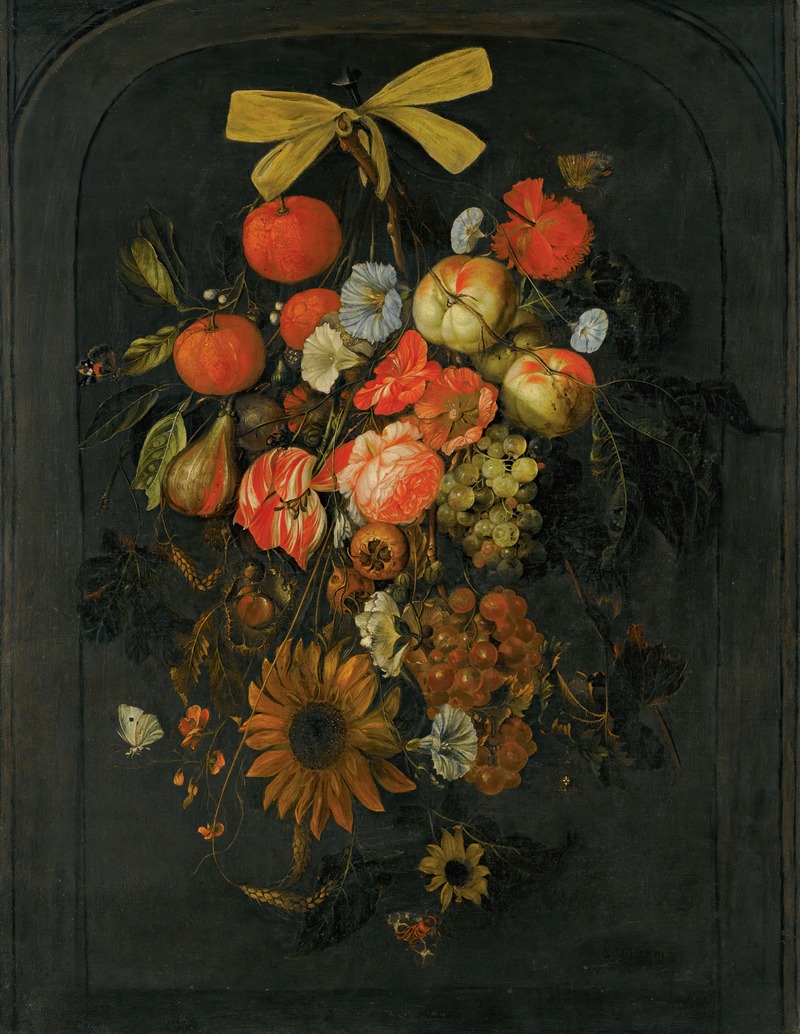 Cornelis de Heem - Festoon of flowers and fruit