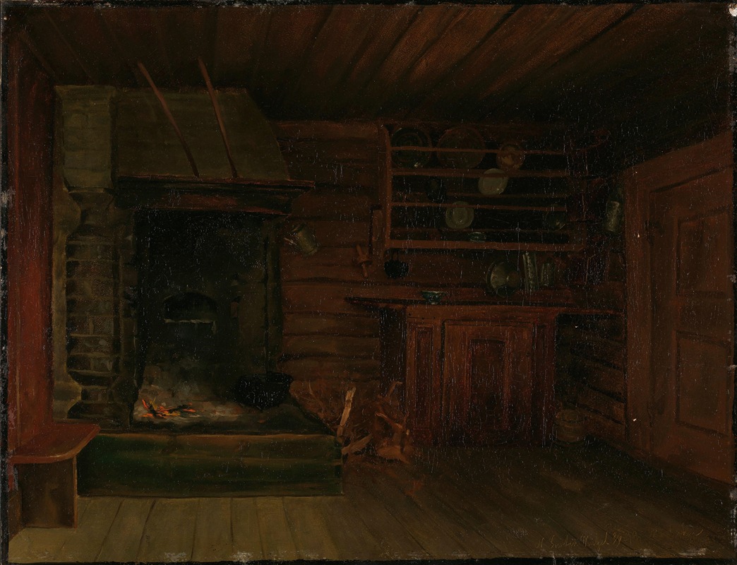 Gustav Wentzel - Kitchen with Fireplace
