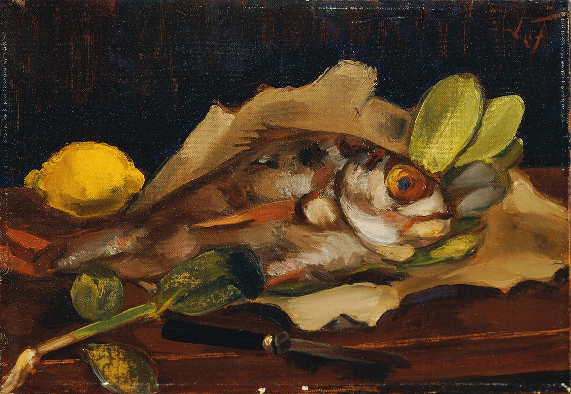 Henri Victor Gabriel Le Fauconnier - Fischstillleben mit Zitrone