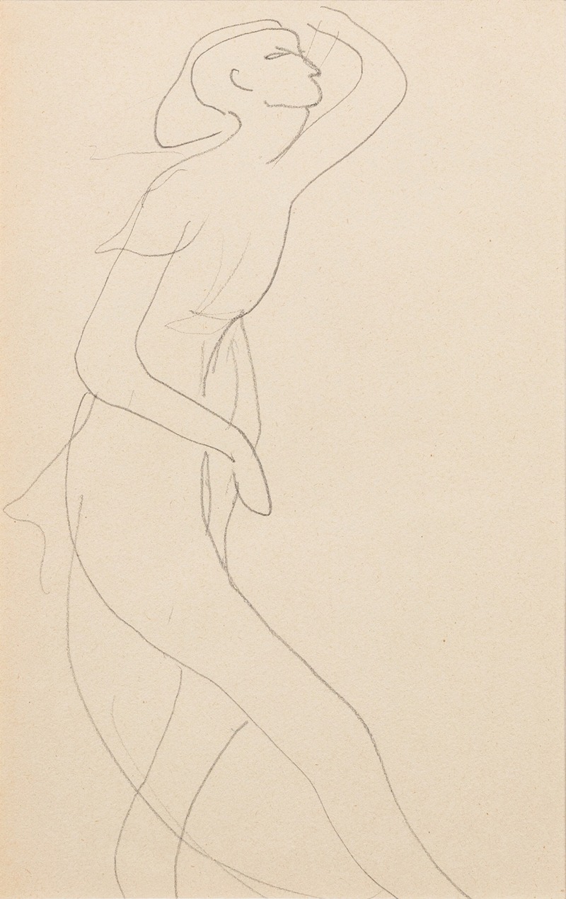 Amedeo Modigliani - Esquisse de femme nue de profil droit, bras gauche relevé