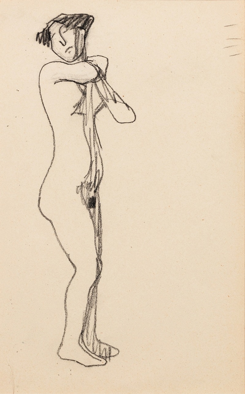 Amedeo Modigliani - Femme nue debout de trois quarts vers la droite.