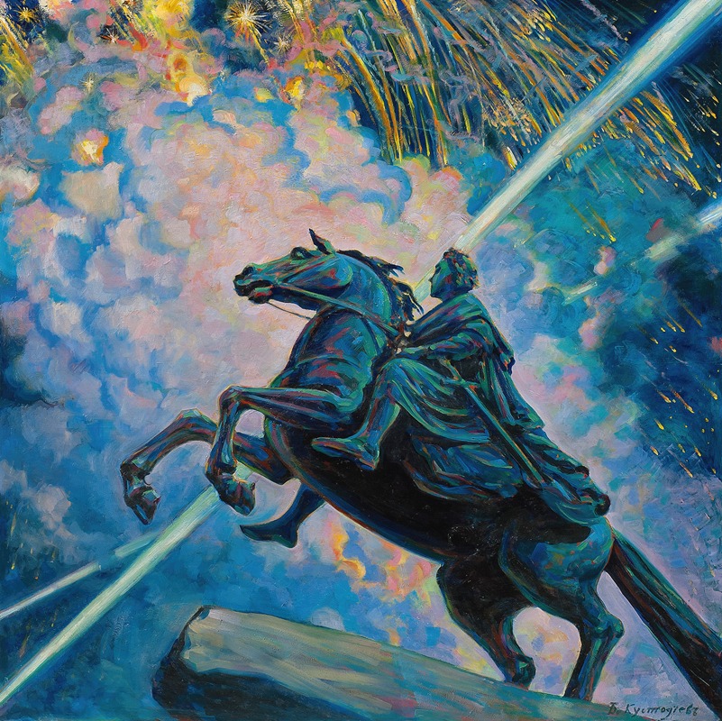 Boris Kustodiev - Fireworks. The Bronze Horseman