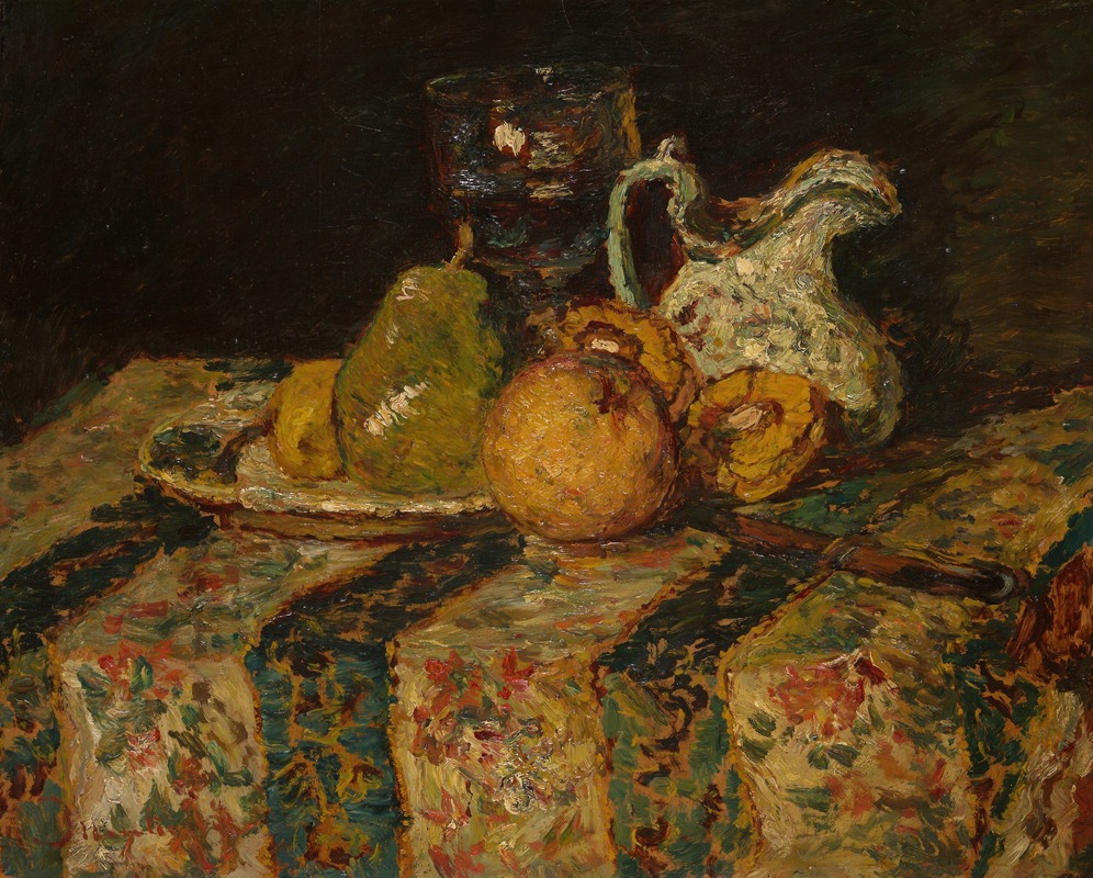 Adolphe Monticelli - Still Life With Fruit And Wine Jug