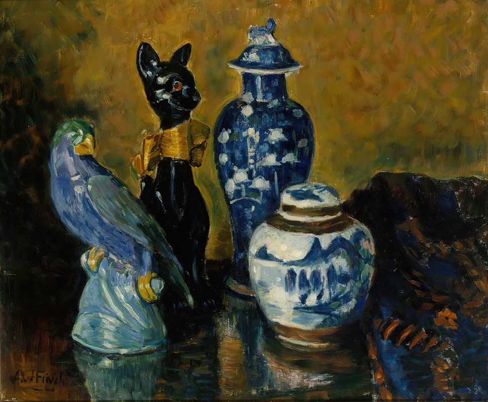 Alfred William Finch - Still Life with Blue Figurines