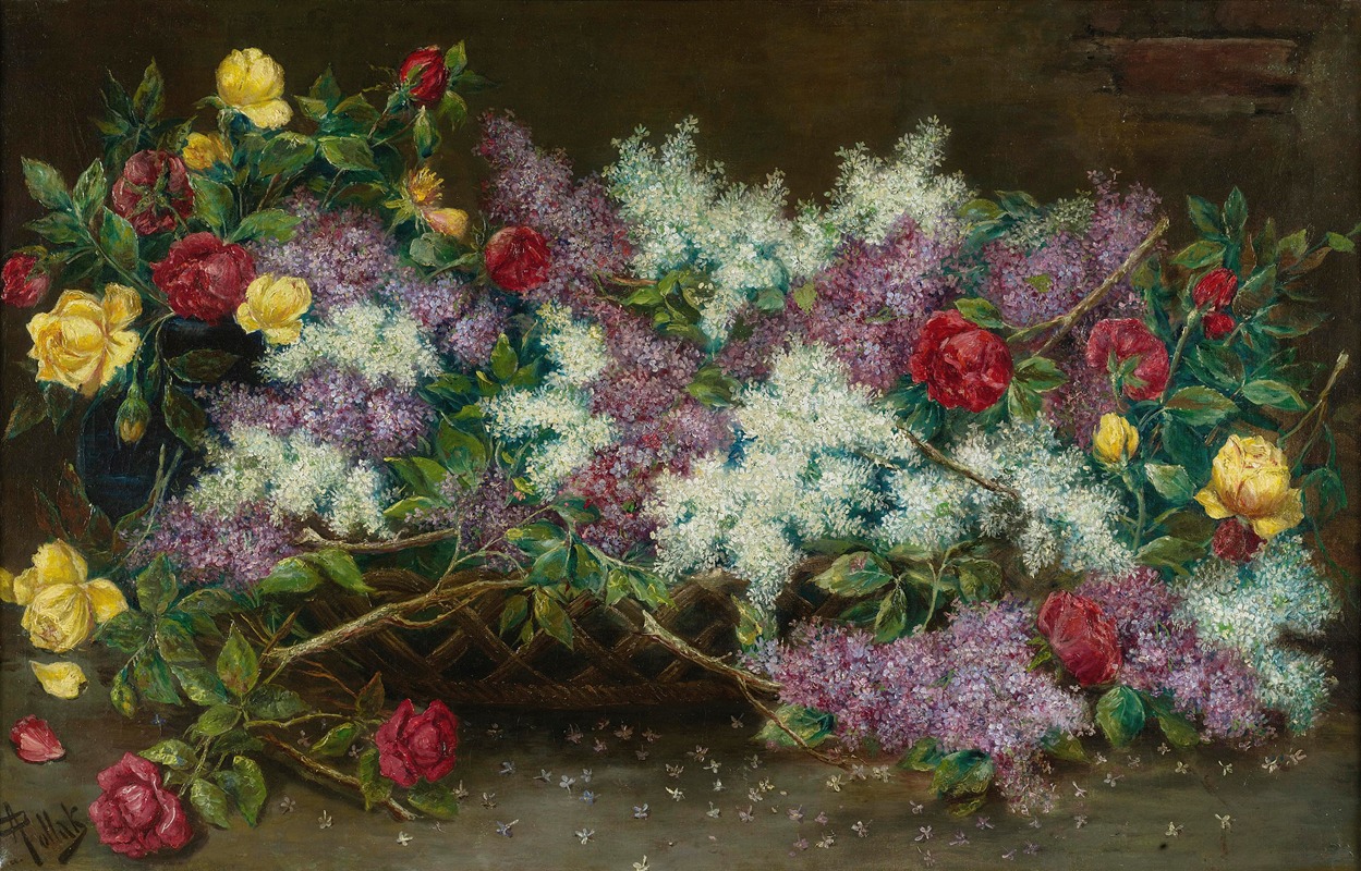 August Pollak - Lilacs And Roses