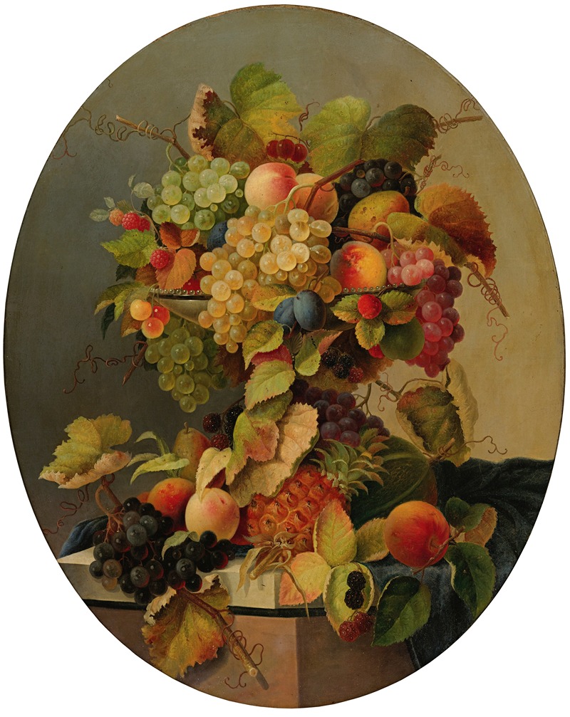 Charles Baum - Still Life With Flowers And Fruit
