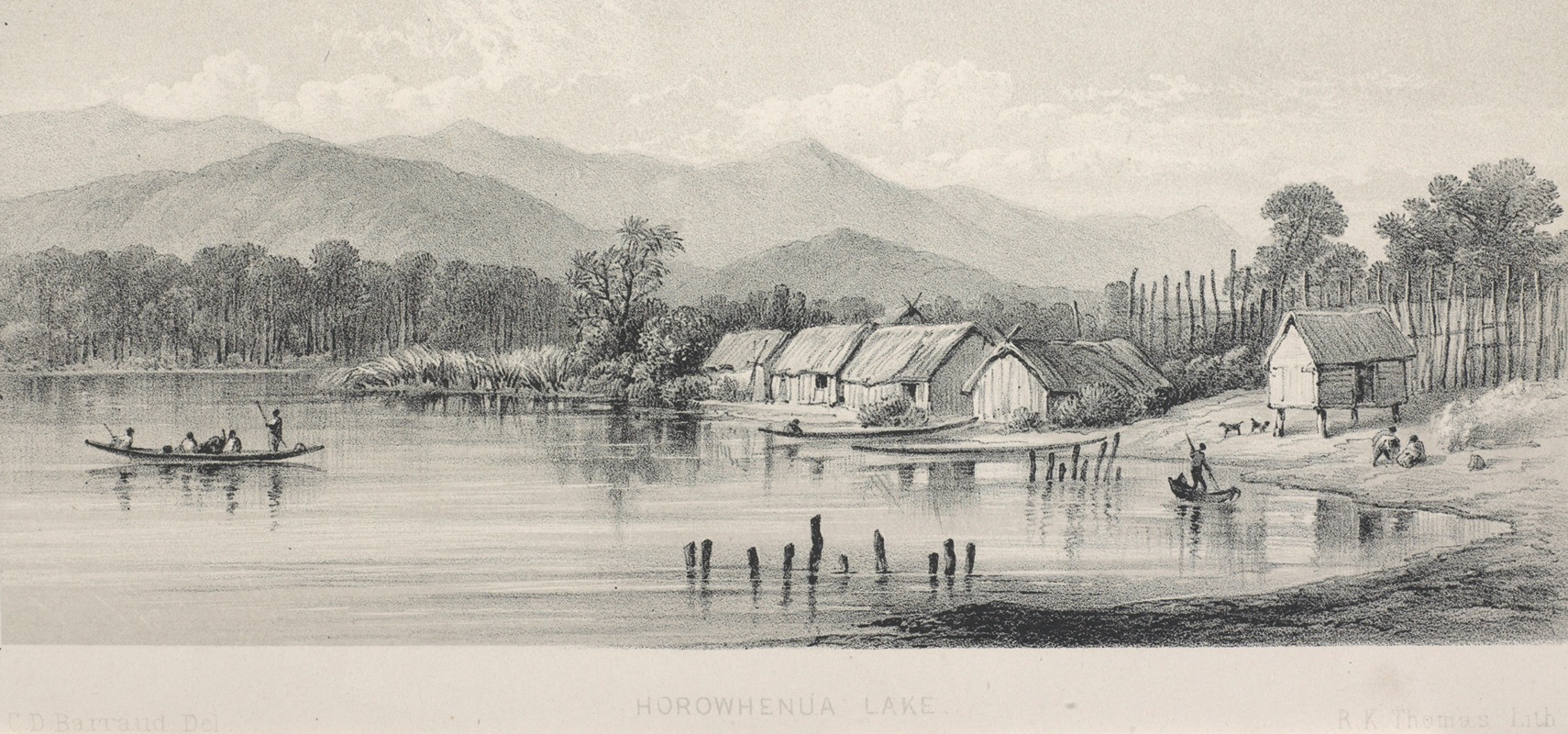 Charles Decimus Barraud - New Zealand Graphic and Descriptive. Plate I. Horowhenua Lake.