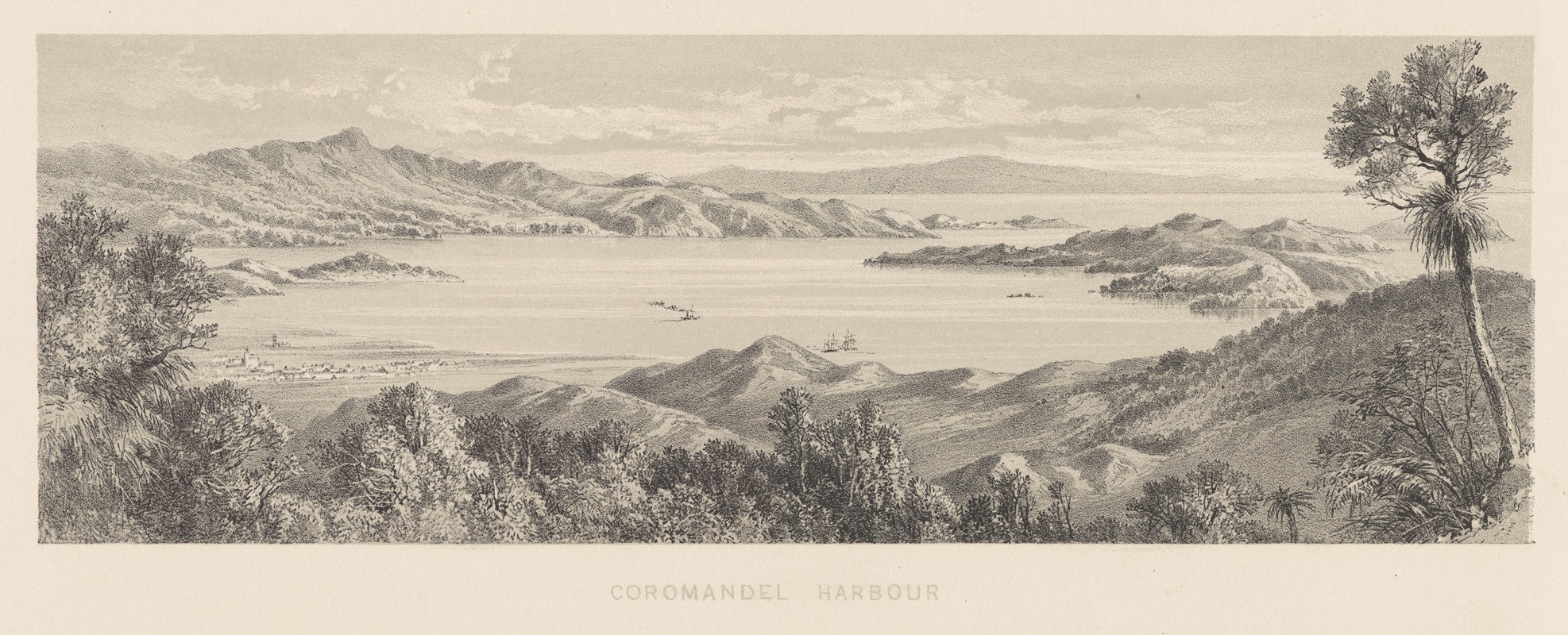 Charles Decimus Barraud - New Zealand Graphic and Descriptive. Plate III. Coromandel Harbour