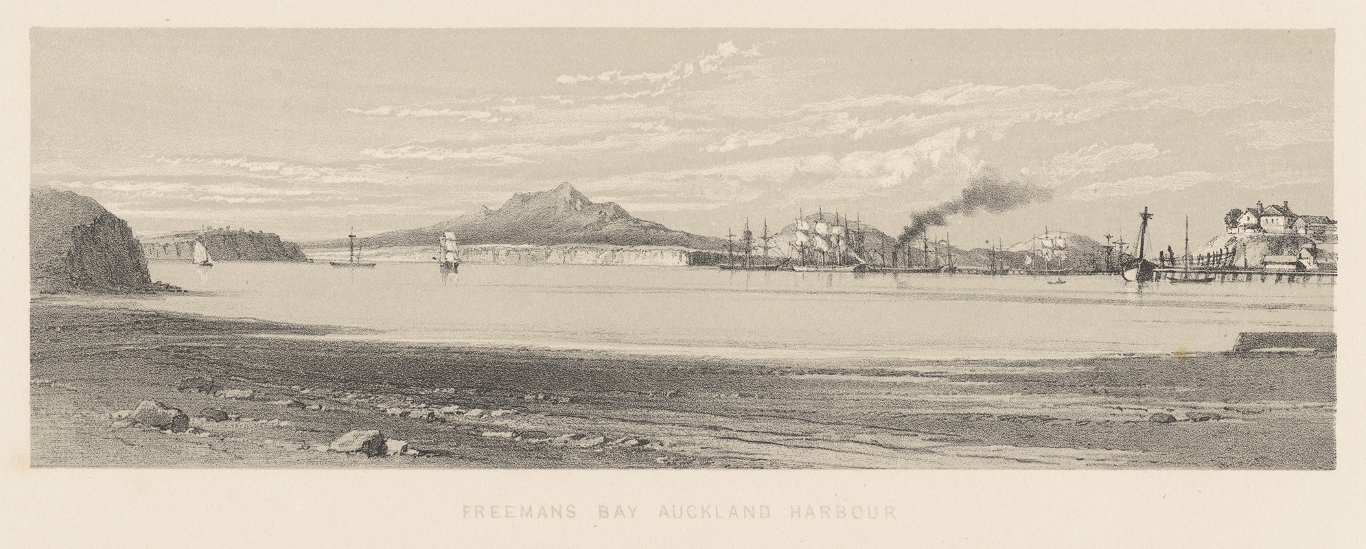 Charles Decimus Barraud - New Zealand Graphic and Descriptive. Plate III. Freeman’s Bay Auckland Harbour.