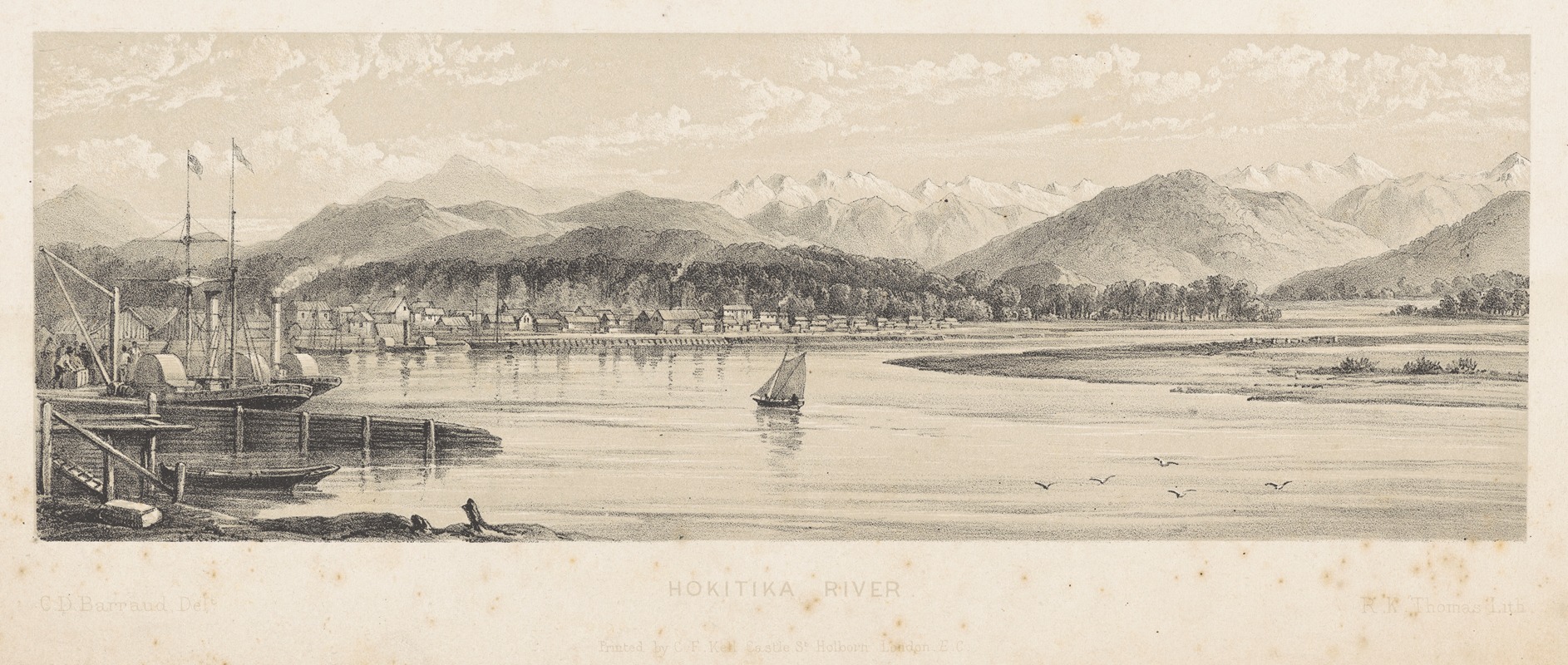 Charles Decimus Barraud - New Zealand Graphic and Descriptive. Plate IV. Hokitika River.