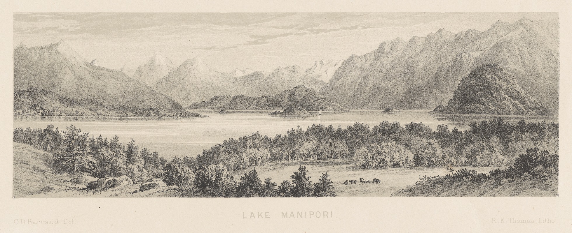 Charles Decimus Barraud - New Zealand Graphic and Descriptive. Plate V. Lake Manapouri