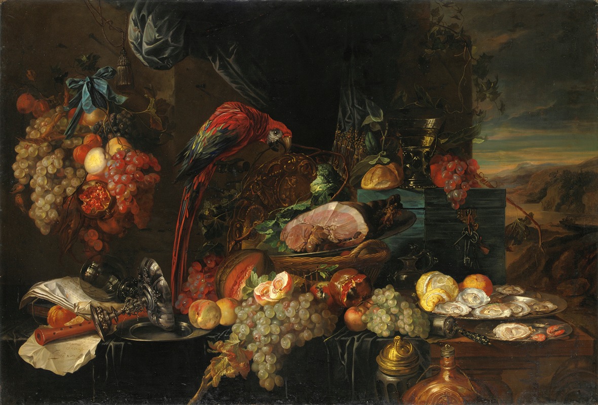 Jan Davidsz de Heem - Still Life With Fruit, Oysters And A Parrot