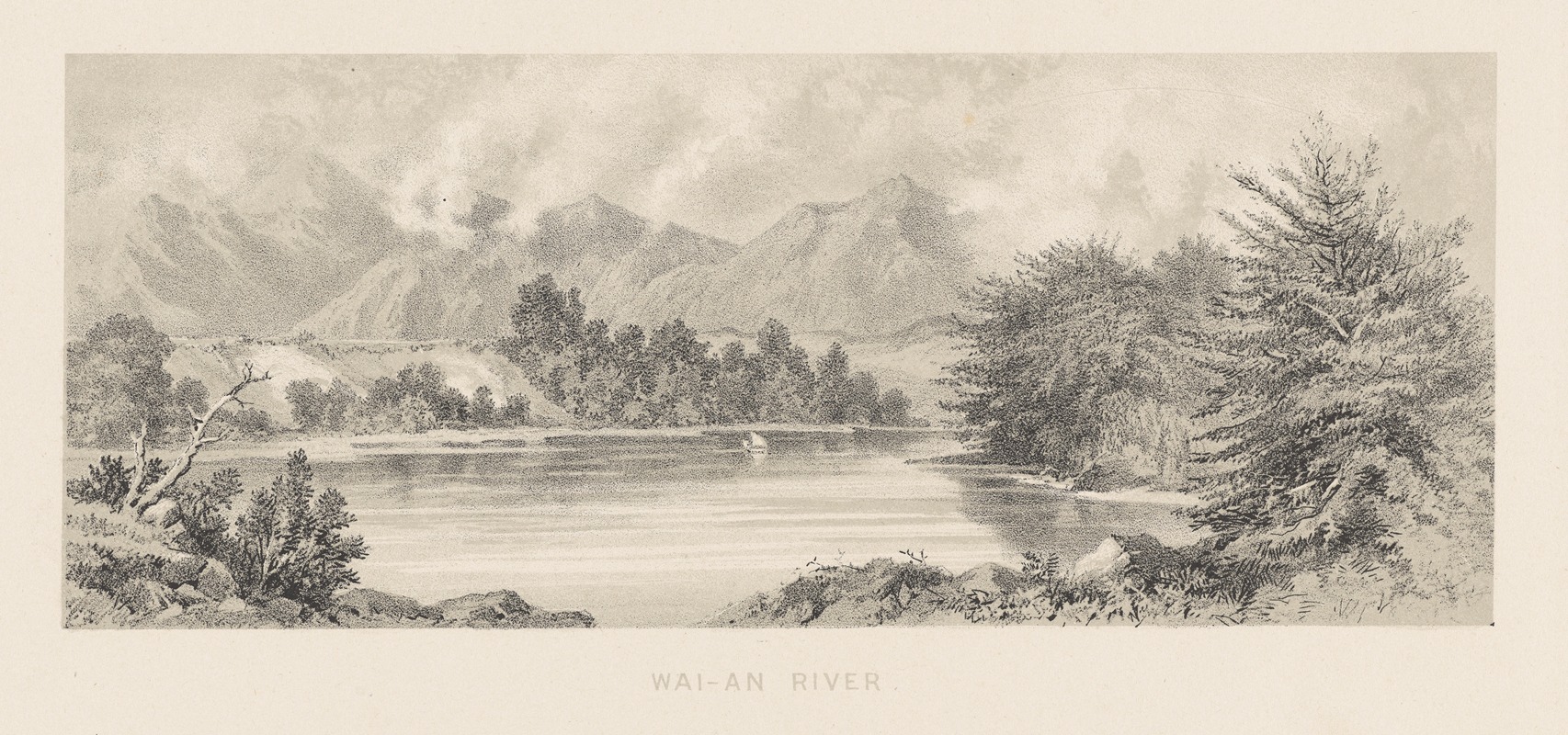 Charles Decimus Barraud - New Zealand Graphic and Descriptive. Plate V. Wai-au River