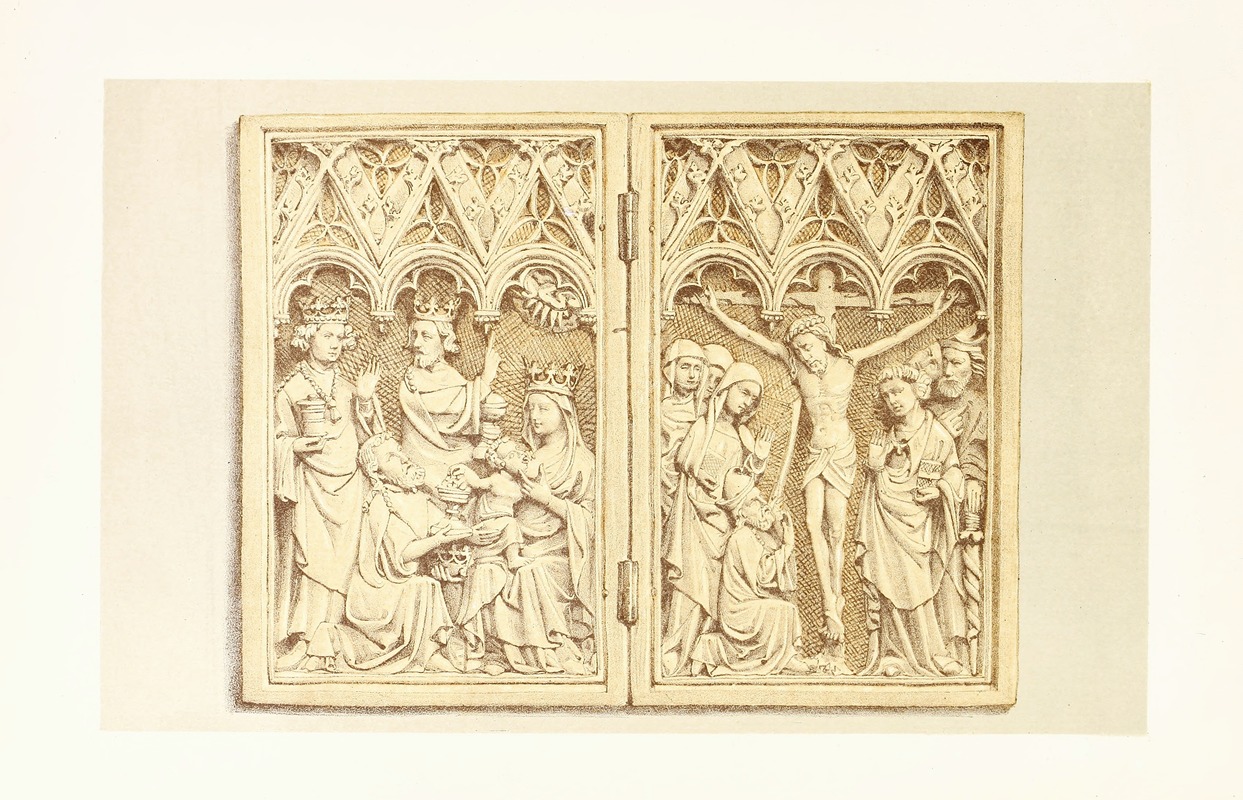 John Charles Robinson - Diptych in Carved Ivory representing the Adoration of the Magi and the Crucifixion