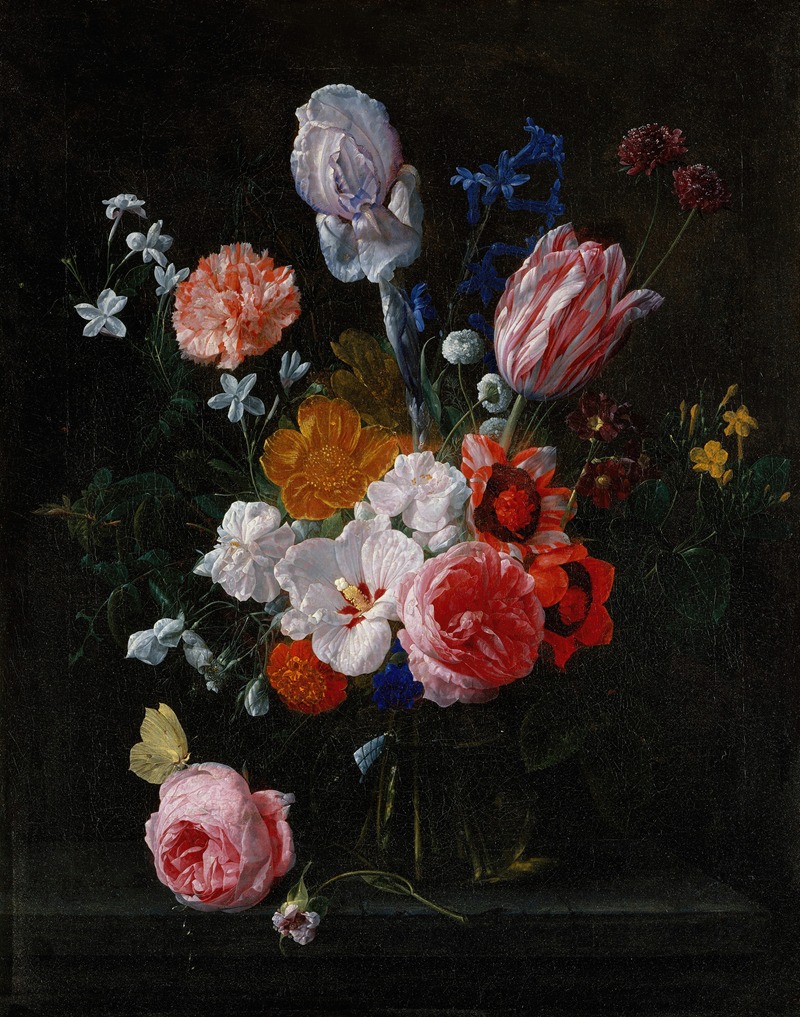 Nicolaes Van Verendael - A Bouquet Of Flowers In A Crystal Vase