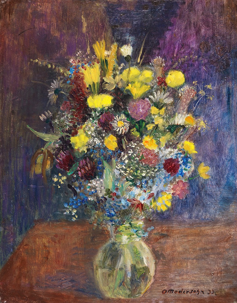 Otto Modersohn - Blumen vor blaugetöntem Grund