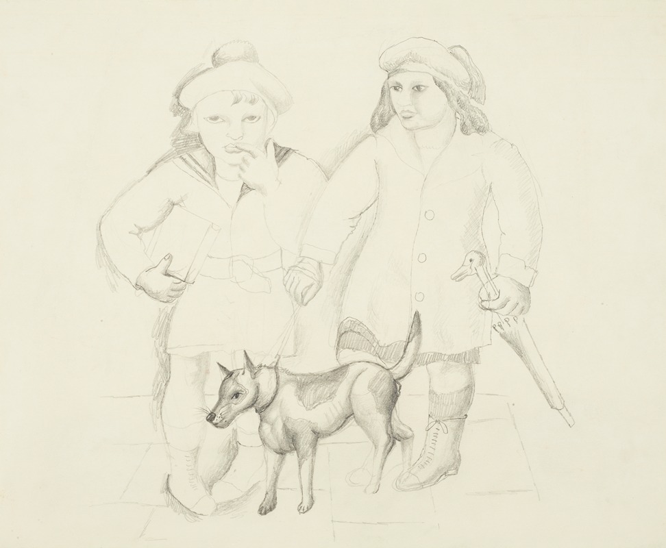 Christopher Wood - Children with a dog