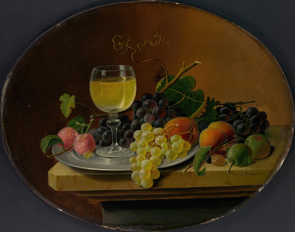 Severin Roesen - Still Life Fruit and Wine Glass