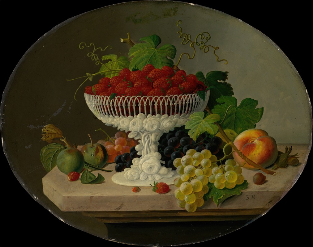 Severin Roesen - Still Life with Strawberries in a Compote