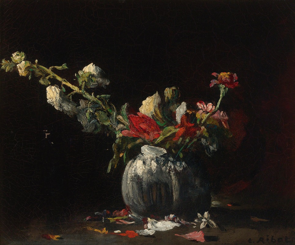 Théodule Ribot - Still Life With Flowers