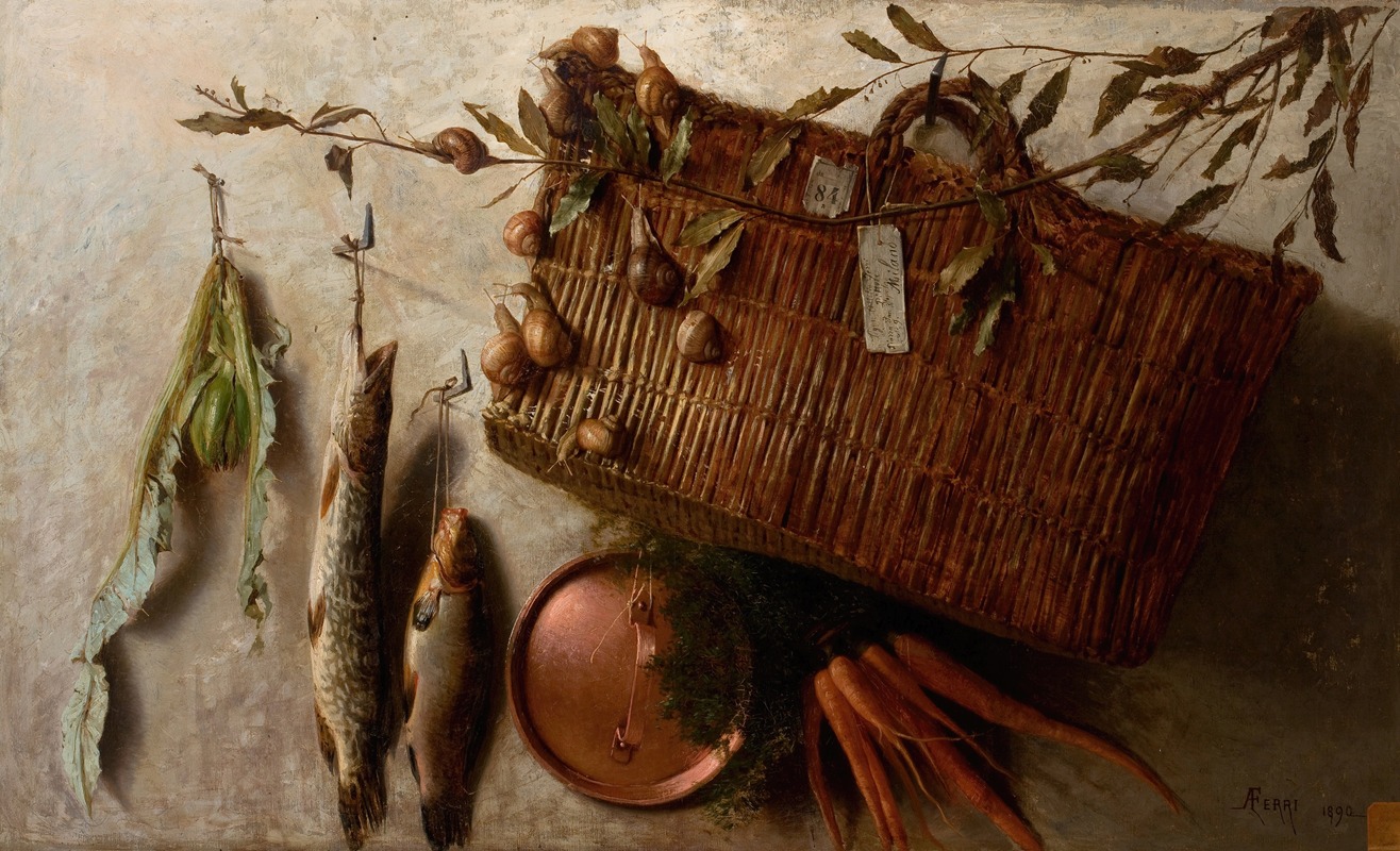Augusto Ferri - Straw Basket with Fish