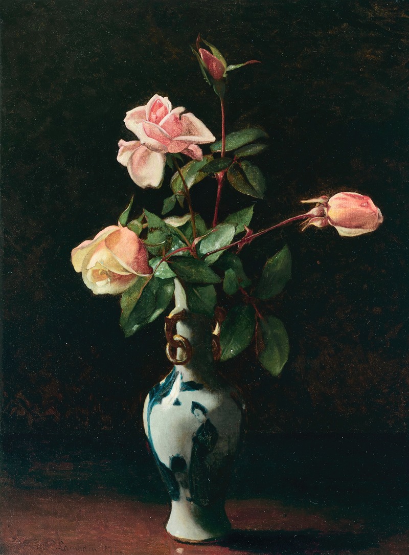 George Cochran Lambdin - Roses in a Chinese Vase