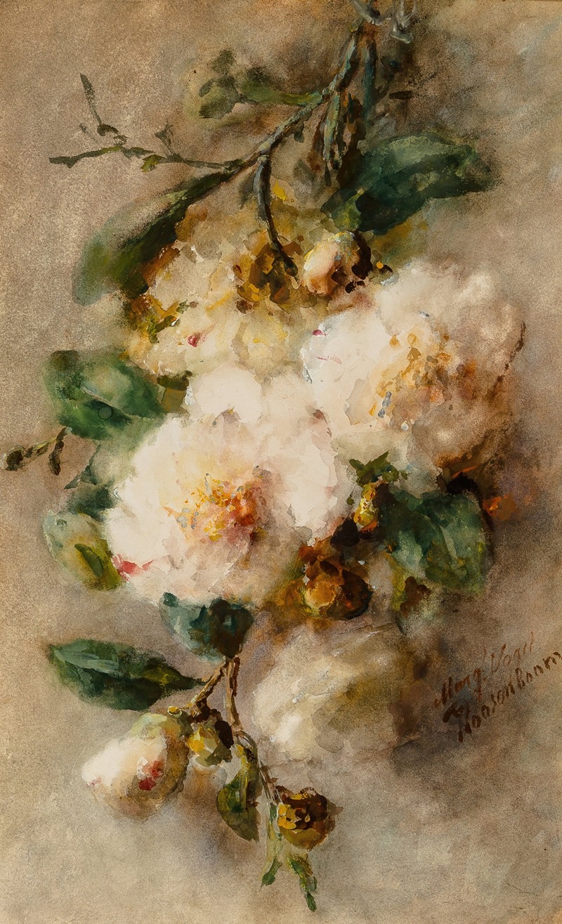 Margaretha Roosenboom - A spray of camellias hanging from a nail