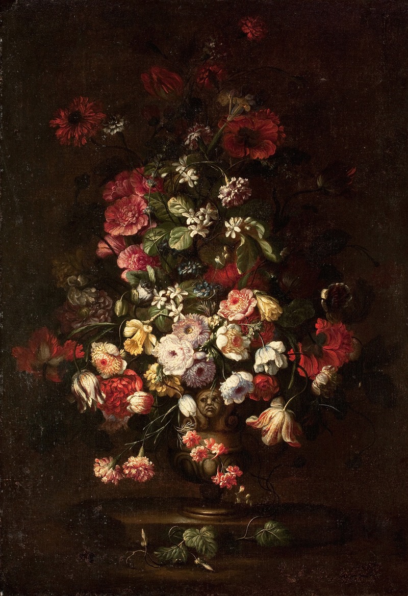 School of Bartolomeo Bimbi - Elaborate Floral Bouquet in Footed Vase