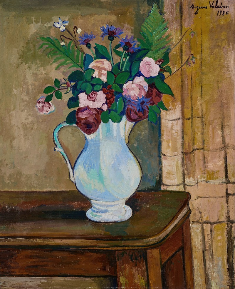 Suzanne Valadon - Bouquet de roses, bleuets et fougères