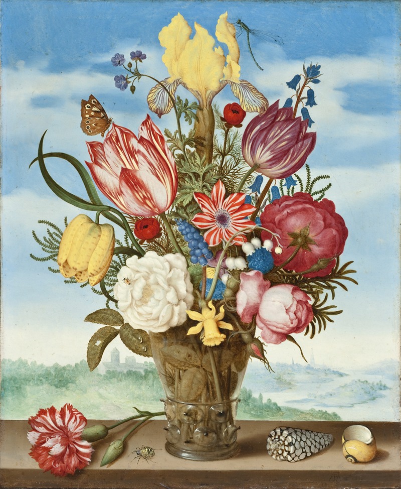 Ambrosius Bosschaert the Elder - Bouquet of Flowers on a Ledge