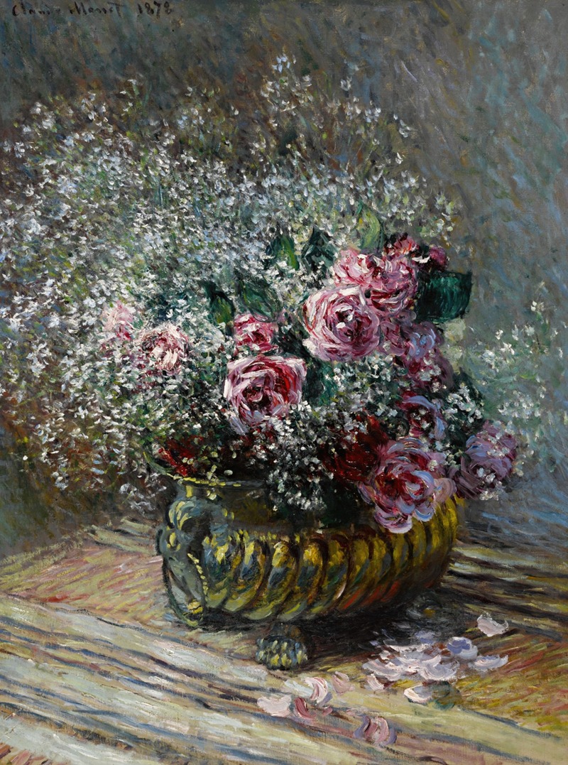 Claude Monet - Fleurs dans un pot (Roses et brouillard)