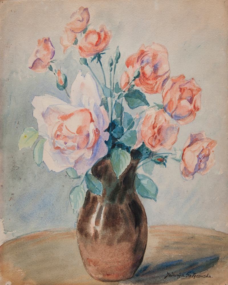 Jadwiga Gałęzowska - Roses in a vase