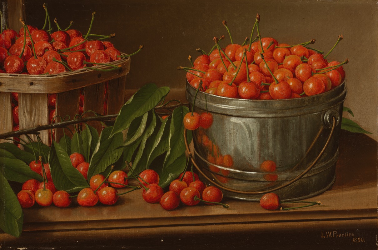 Levi Wells Prentice - Cherries in Bucket (Still Life with Cherries and Pail)