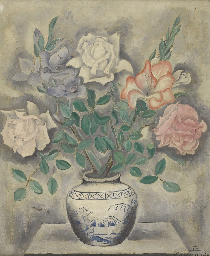 Sei Koyanagui - Still Life with Roses in a Delft Jar