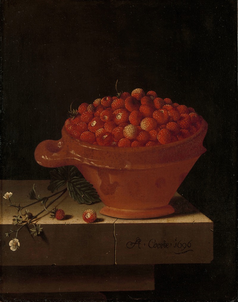 Adriaen Coorte - A Bowl of Strawberries on a Stone Plinth