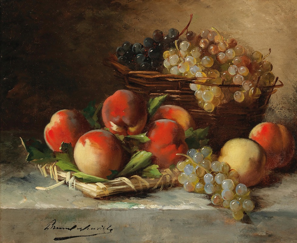 Arthur-Alfred Brunel de Neuville - Still Life with Apples and Grapes