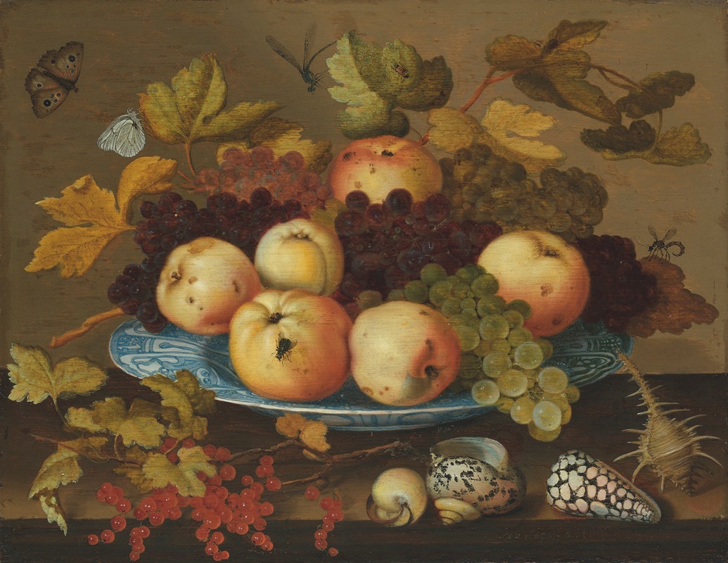 Balthasar van der Ast - Fruit in a wan-li porcelain dish on a table
