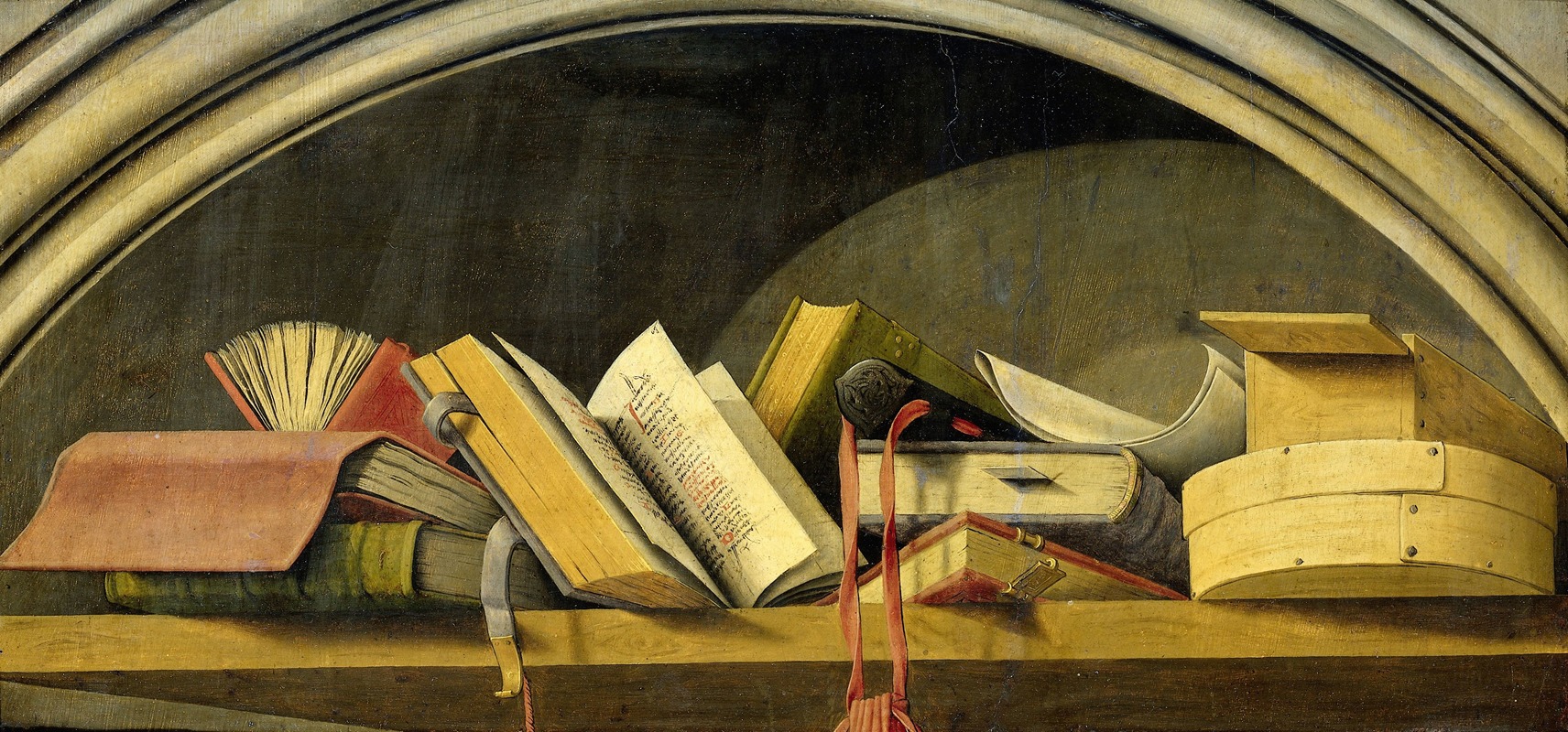 Barthélémy d'Eyck - Still Life with Books in a Niche