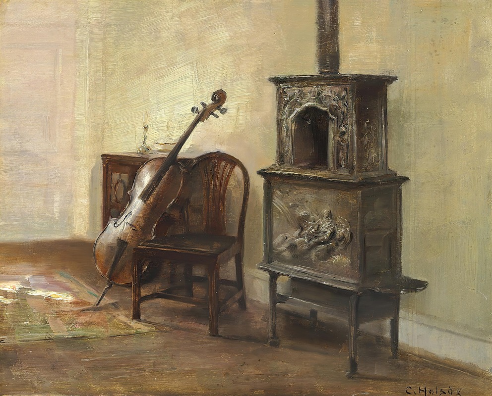 Carl Holsøe - Interieur med en cello
