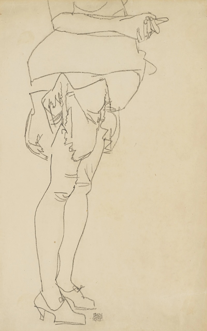 Egon Schiele - Stehend Frau, Beinstudie (Standing Woman, Leg Study)