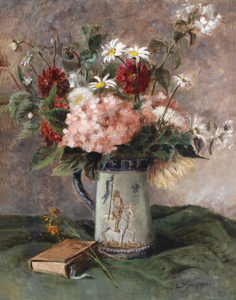 Charles Monginot - Blumenstück mit Buch